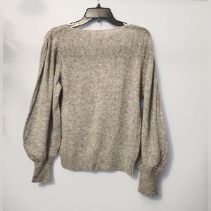 Ellen Tracy Vintage Sweater Gray Boat Neck Princess Sleeves Angora Blend